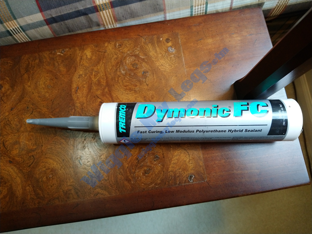 Picture of the caulk for this repair, which is Dymonic FC from Tremco, a fast curing, low modulus, Polyurethane hybrid